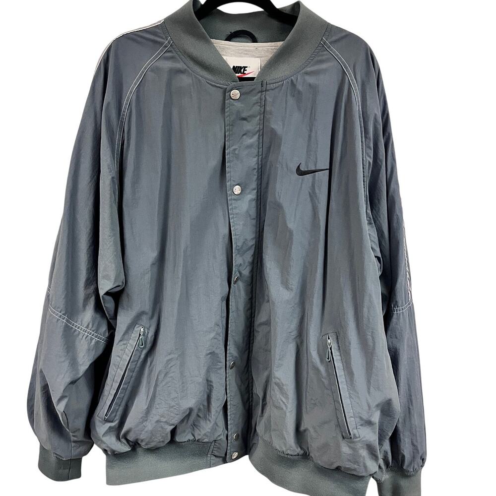 Vintage Men's Nike Windbreaker full zip jacket jersey lined slate blue gray XXL